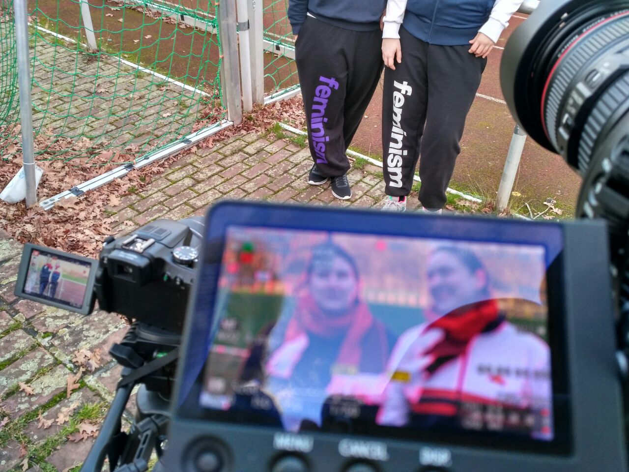 Camera recording two women